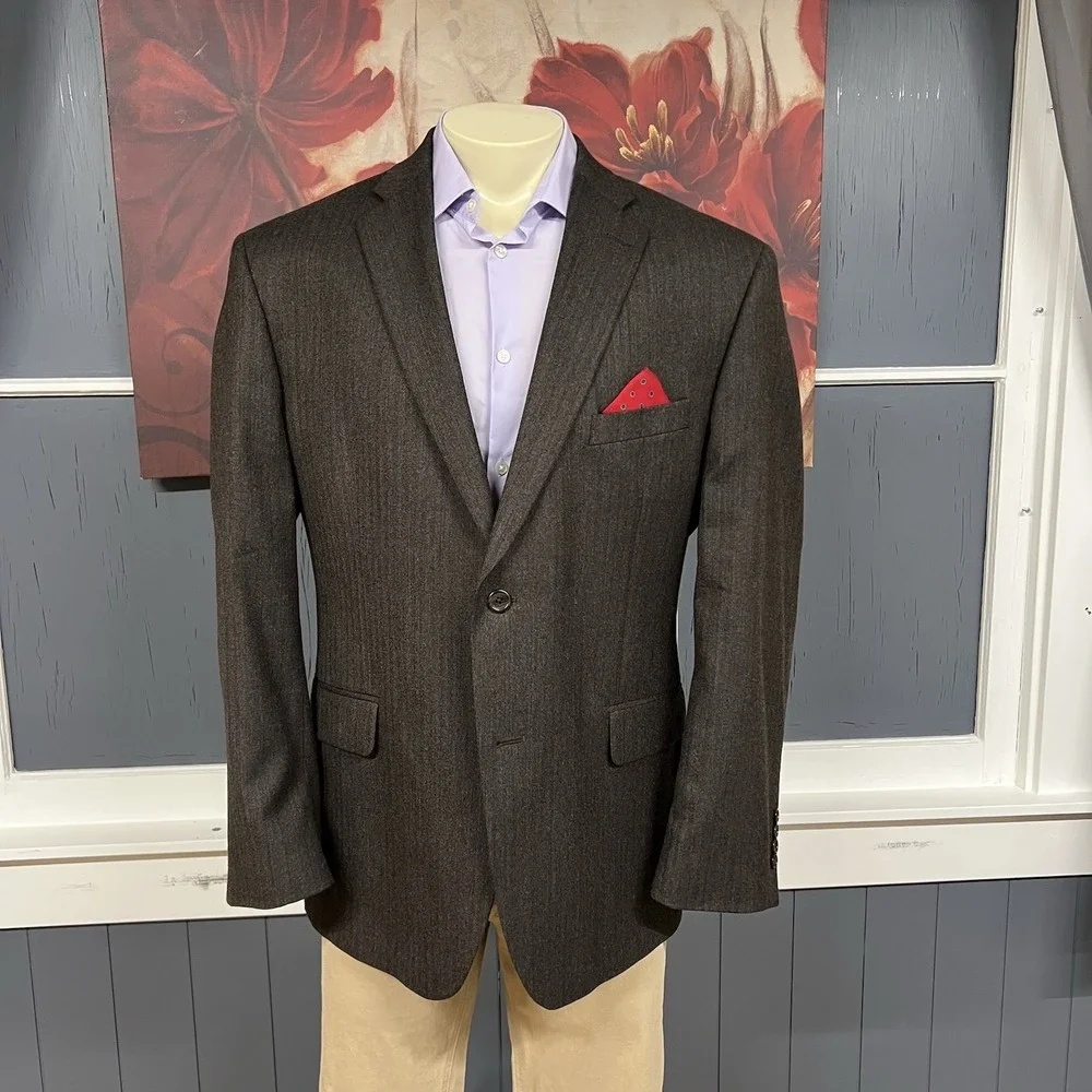 Jos A Bank Soft Tweed Blazer Jacket Sport Coat Mens 46R Tailored Fit Wool Brown